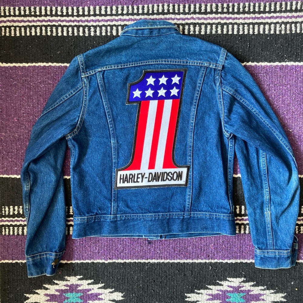 Miss Lee Denim Jacket with Harley Davidson Patches